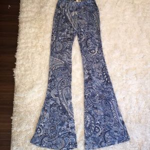 Blue patterned flare pants